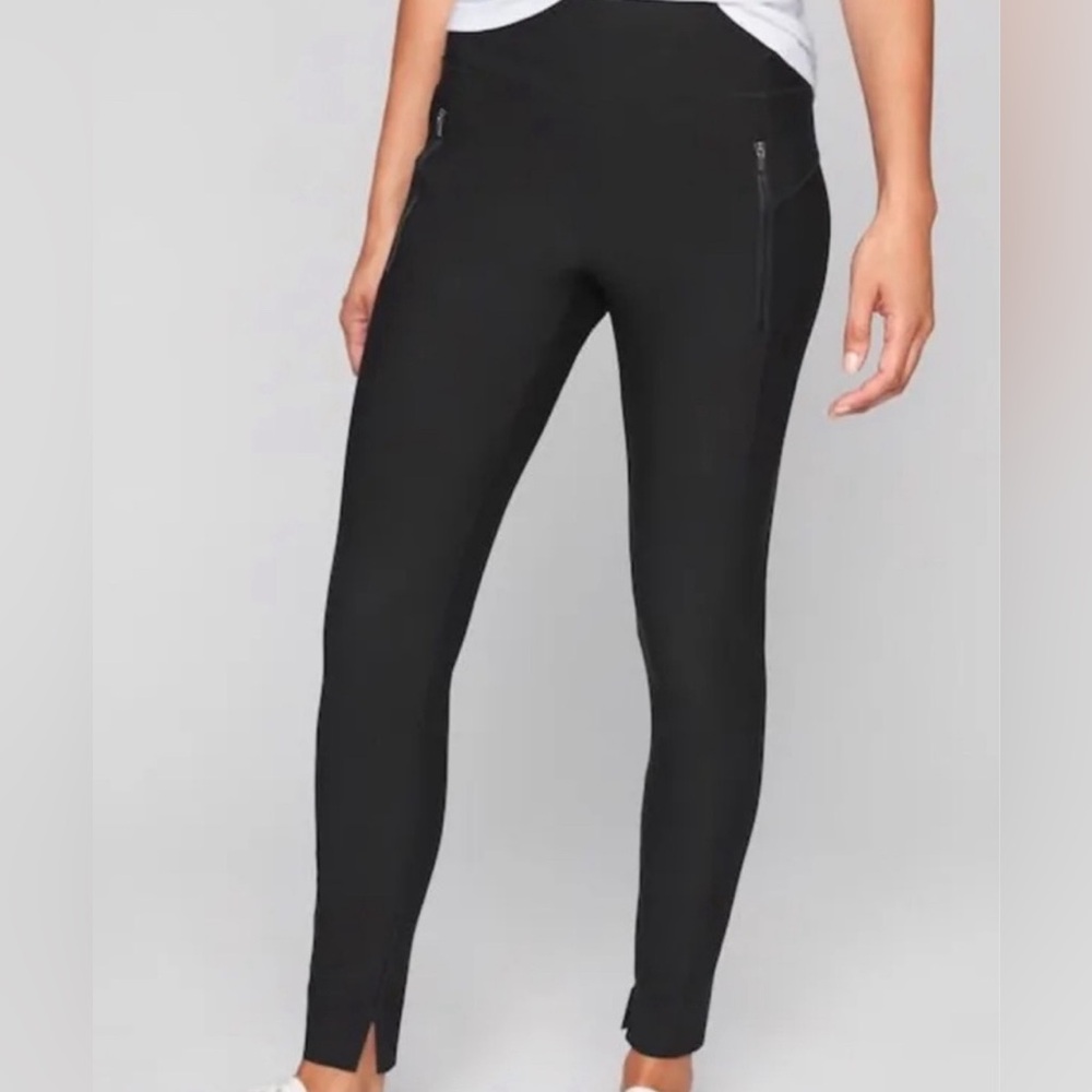 Athleta Black Leggings with Zipper Detail